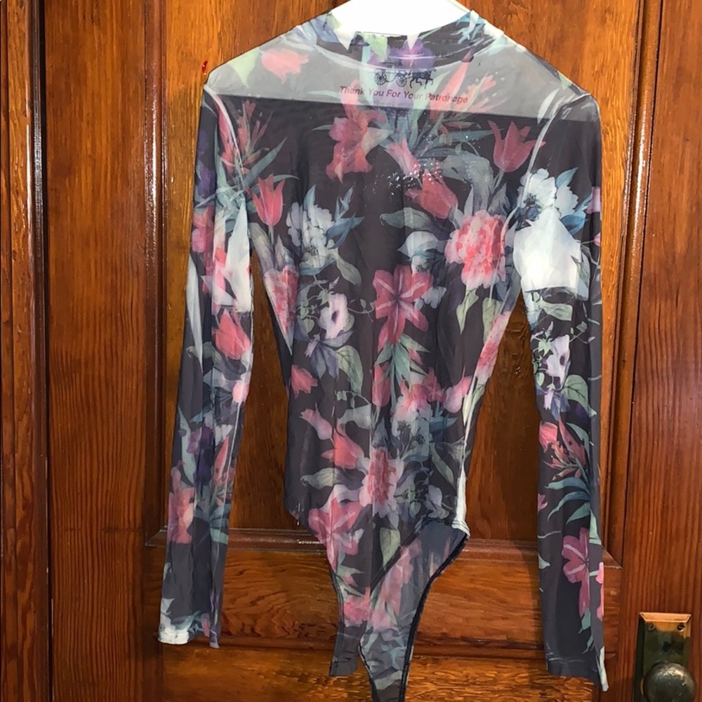 Flower print long sleeve bodysuit